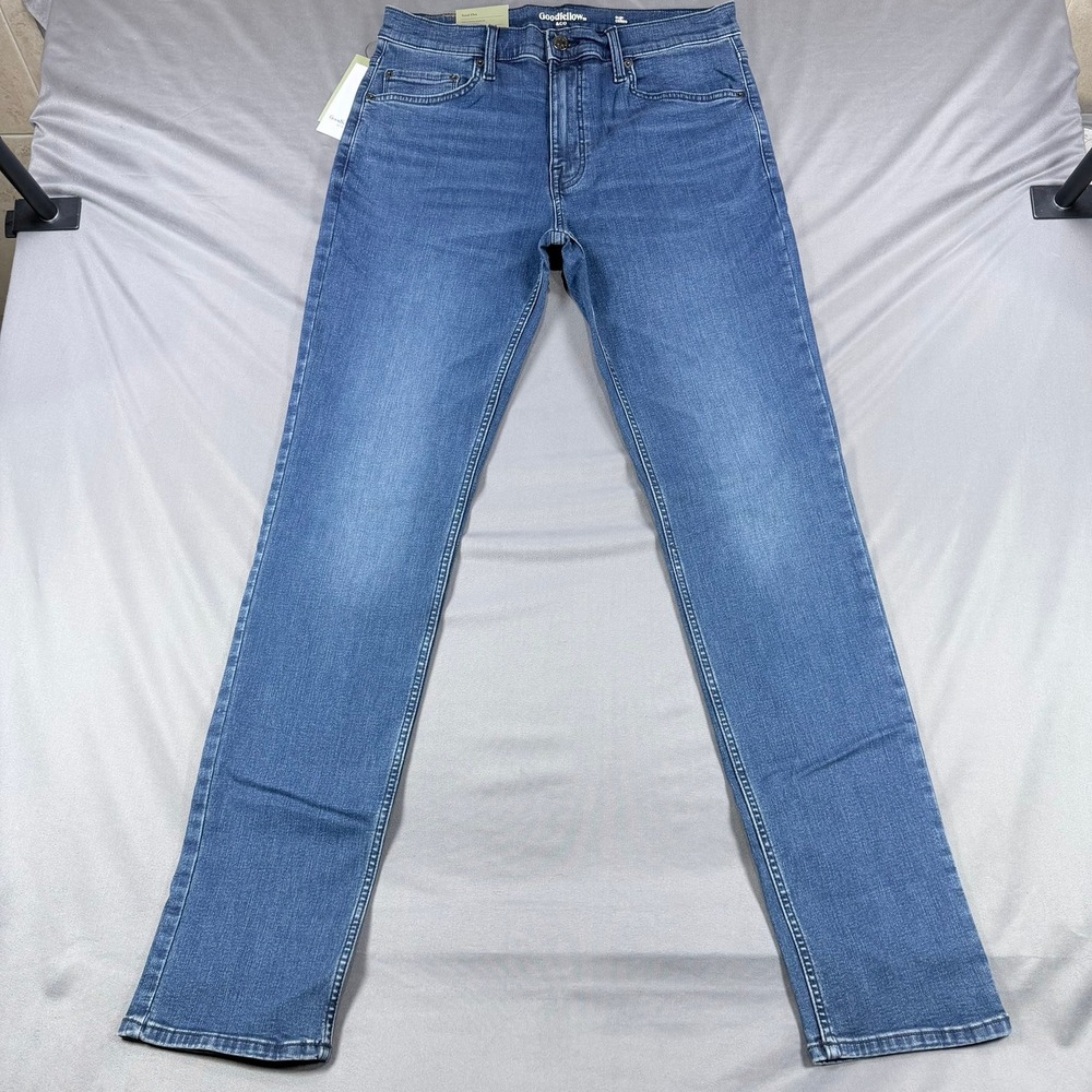Goodfellow Mens 34x34 Blue Cotton Blend Slim Fit Total Flex Comfort Denim Jeans